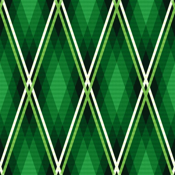 Rhombic seamless fabric pattern mainly in emerald hues — Stock Vector