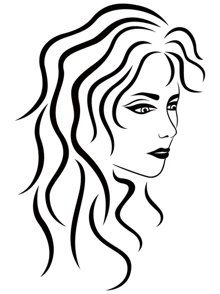 Retrato femenino abstracto contorno de medio giro — Vector de stock