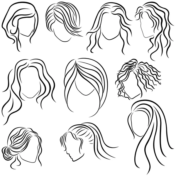 Hairstyles for women — Stock Vector