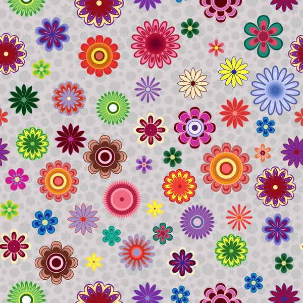 Seamless pattern with flowers over greyish background — Stock Vector