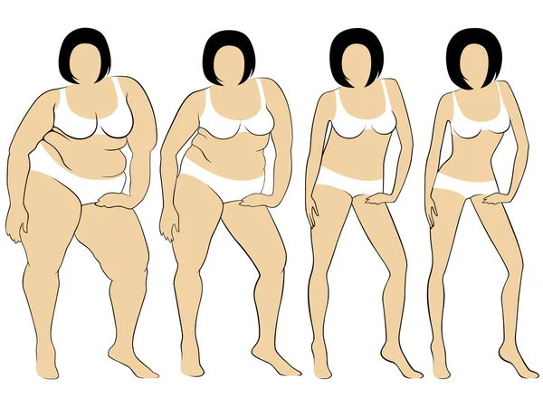 Mulheres a caminho de perder peso — Vetor de Stock