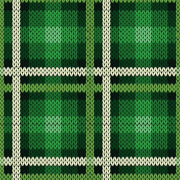 Seamless mönster som ett stickat tyg i grönt och vitt — Stock vektor