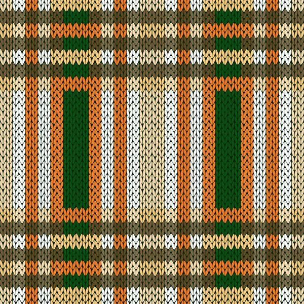 棕色、绿色和白色无缝针织图案 — 图库矢量图片