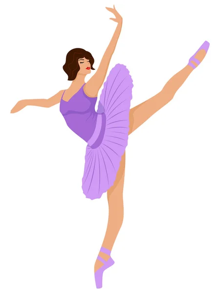 Élégante Ballerine Dans Une Robe Tutu Violet Pâle Vecteur Dessin — Image vectorielle