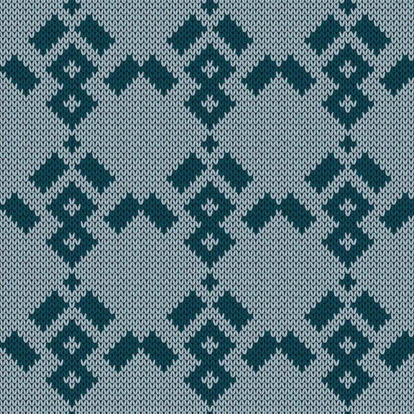 Seamless Knitting Pattern Muted Blue Turquoise Hues Vector Pattern Fabric — Stock Vector