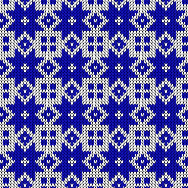 Patrón Vectorial Sin Costuras Punto Ornamental Colores Azul Blanco Con — Vector de stock