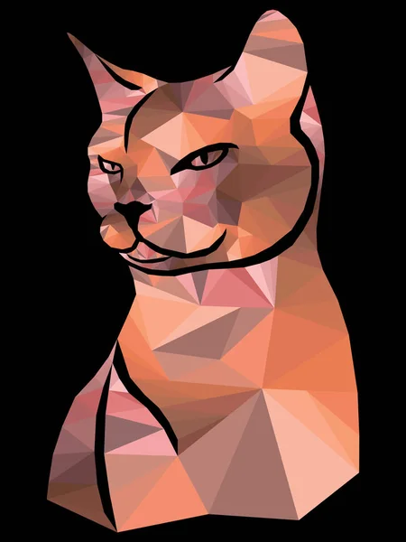 Mosaico Gato Serio Tonos Naranja Marrón Magenta Apagados Aislados Sobre — Archivo Imágenes Vectoriales