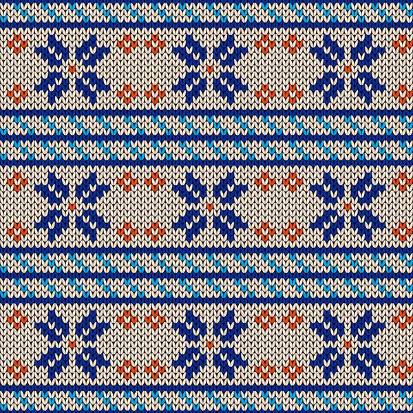 Patrón Vectorial Sin Costura Punto Ornamental Colores Beige Azul Naranja — Vector de stock