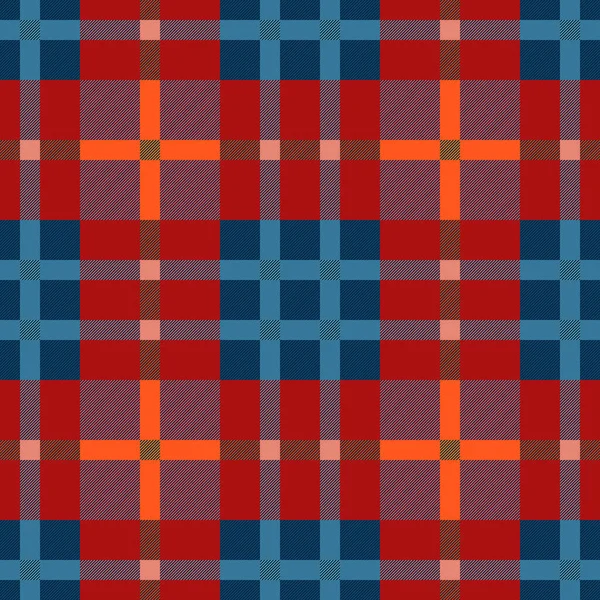 Tartan Skotský Bezešvý Vzor Modré Červené Oranžové Tyrkysové Barvě Textura — Stockový vektor