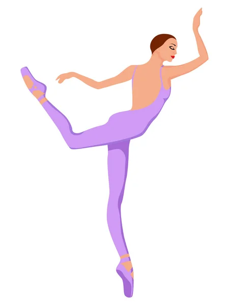 紫罗兰花中迷人的芭蕾舞演员 手绘向量 在白色背景上分离 — 图库矢量图片