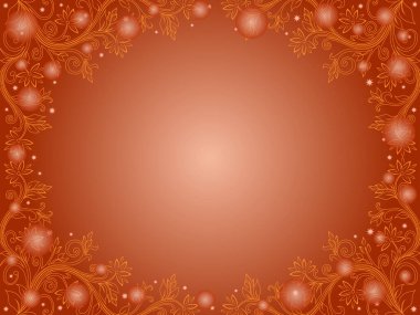 Çiçekli ve turuncu renkli yıldızlı güzel romantik tebrik kartı.