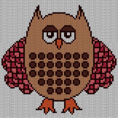 Beyaz arka planda kahverengi ve pembe renkli baykuş resmi, tekstil üretimi için.