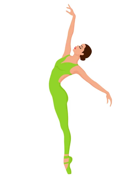 Bailarina Elegante Unitard Verde Brilhante Vetor Desenho Mão Isolado Fundo —  Vetores de Stock