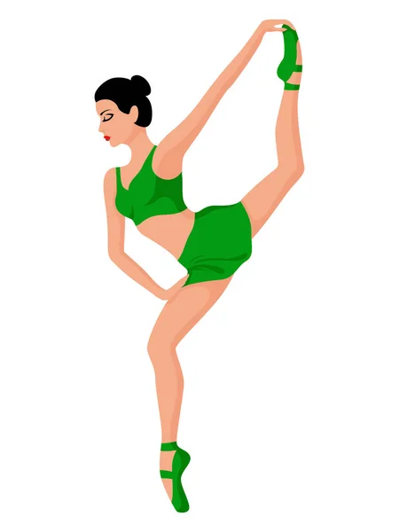 Γοητευτική Χορεύτρια Πράσινο Πάνω Μέρος Και Φούστα Χέρι Διάνυσμα Σχέδιο — Διανυσματικό Αρχείο