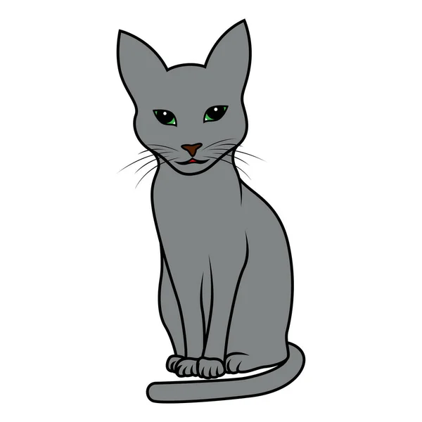 Pequeño Gatito Divertido Lindo Gris Dibujo Mano Vectorial Aislado Sobre — Archivo Imágenes Vectoriales