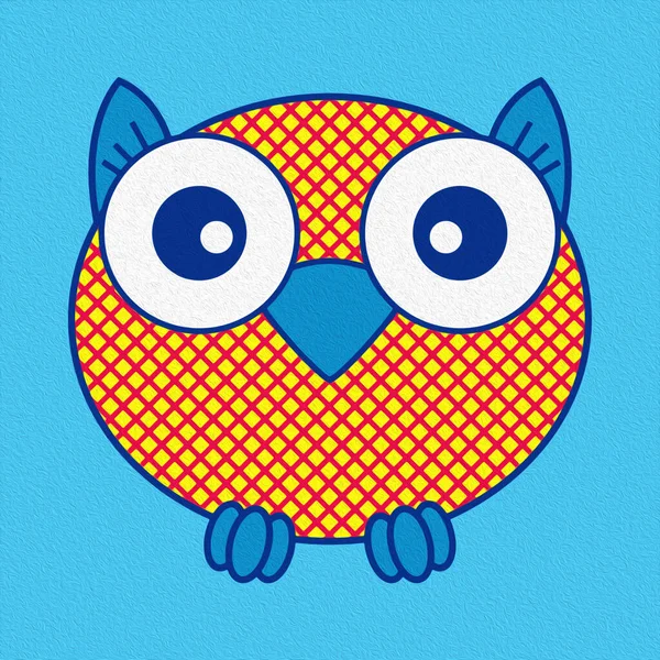 Illustration Amusing Cartoon Owl Oval Shape Big Eyes Made Effect — Stock Photo, Image