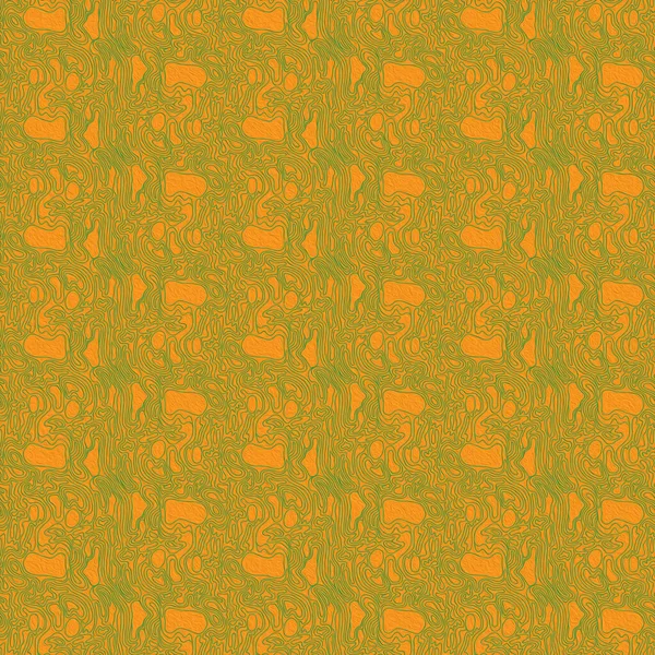Seamless Abstract Pattern Wavy Lines Green Color Orange Background Made — Photo