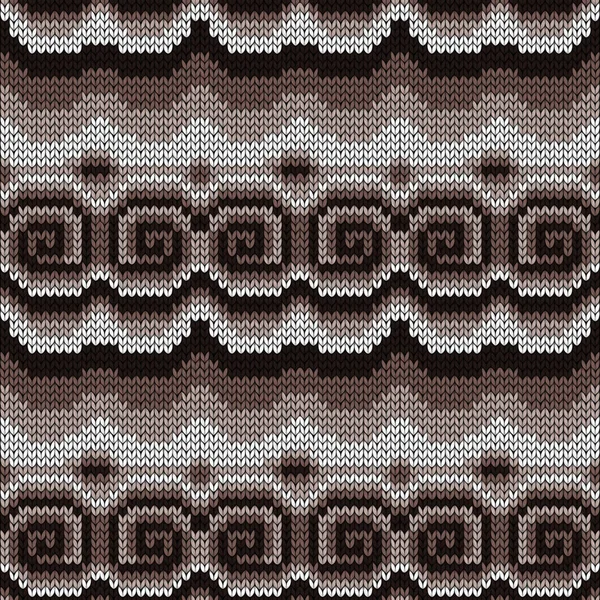 Seamless Knitting Ornate Swirl Elements Muted Brown Beige Hues Made — Stockfoto