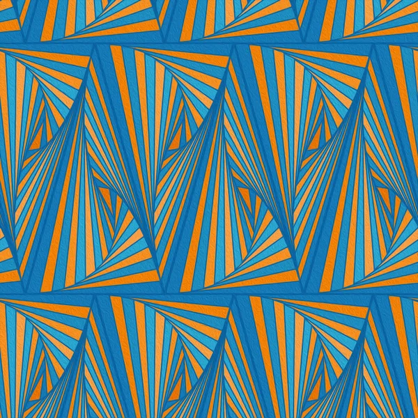 Geometric Pattern Pseudo Image Blue Orange Hues Illustration Handmade — Foto Stock