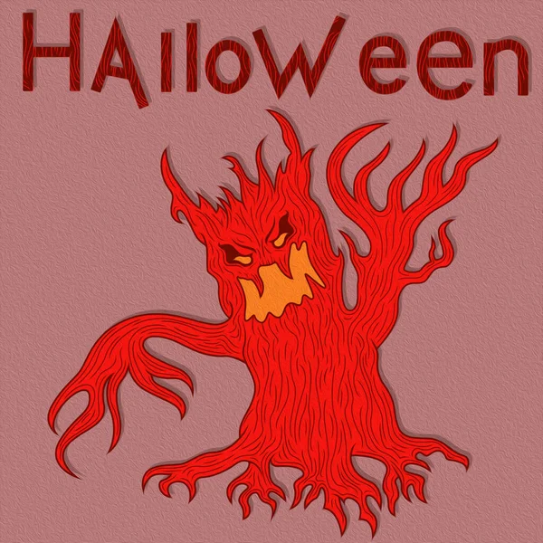 Halloween Arbre Maléfique Agressif Avec Des Branches Comme Une Main — Photo