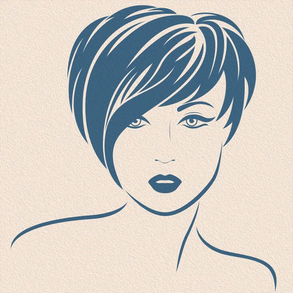 Beautiful Fashion Girl Short Asymmetric Stylish Hair Sensual Character Illustration — Stock Photo, Image