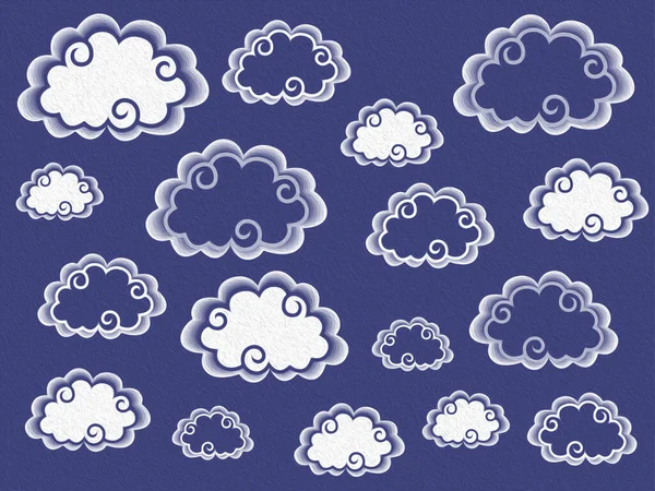 Dark Light Stylized Clouds Blue Background Colorful Illustration — Stock Photo, Image