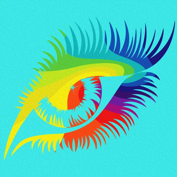 Human Eye Spectrum Colors Close Isolated Blue Background Colorful Illustration — Stock Photo, Image