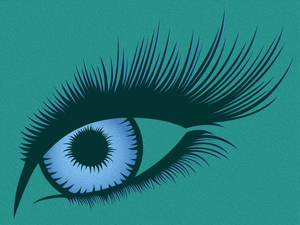 Abstract Human Eye Long Eyelashes Blue Gradient Iris Illustration Turquoise — Stock Photo, Image