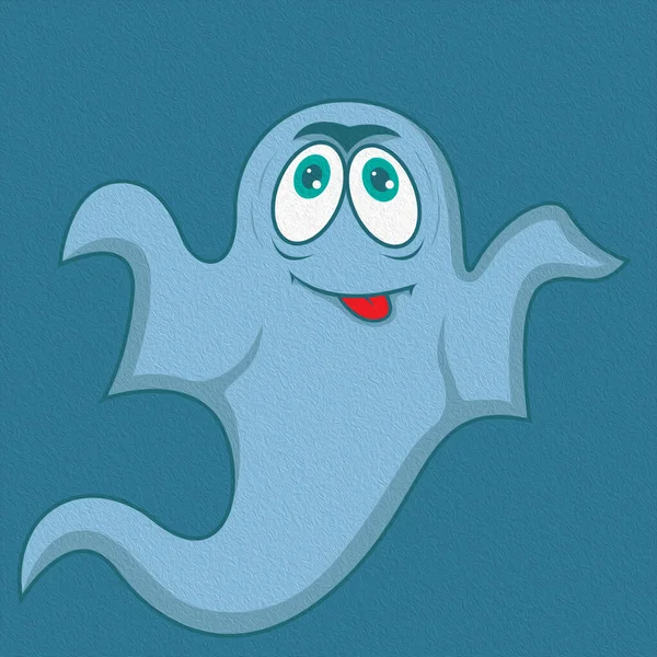 Color Funny Halloween Phantom Isolated Muted Blue Background Cartoon Illustration — Stock Photo, Image