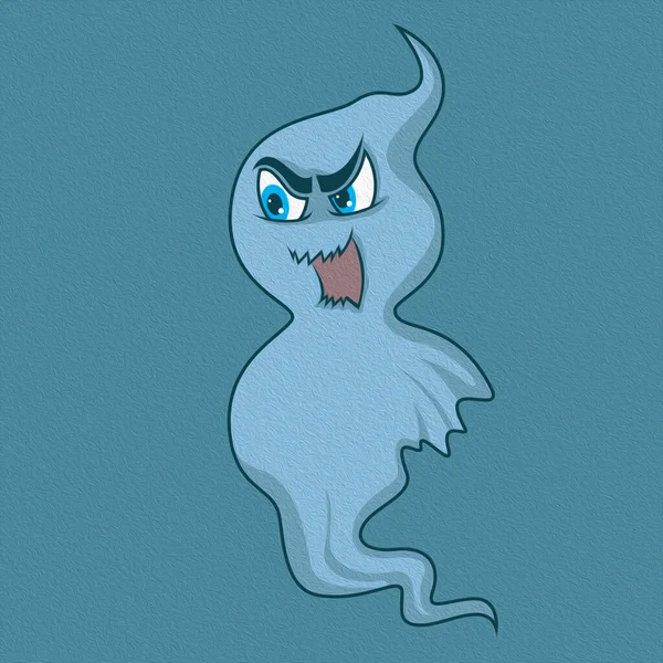 Funny Phantom Halloween Isolated Muted Background Cartoon Colorful Illustration — Stock Photo, Image