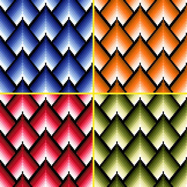 Cuatro patrones sin costura con diferentes colores — Archivo Imágenes Vectoriales