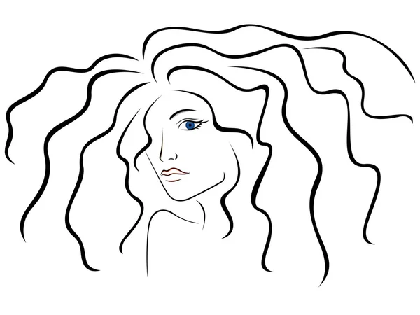 Esquisse contour de la tête femme — Image vectorielle