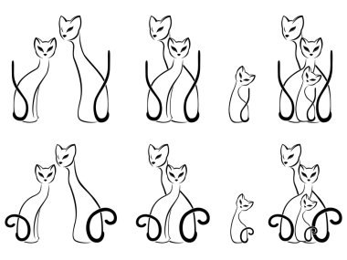 kedi ailelerin kontur skeçleri ayarla