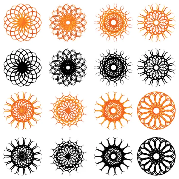 Set of swirl rounded design elements — Stock Vector
