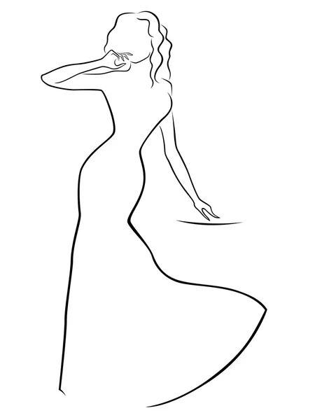 Abstrakt kvinna i en lång klänning — Stock vektor
