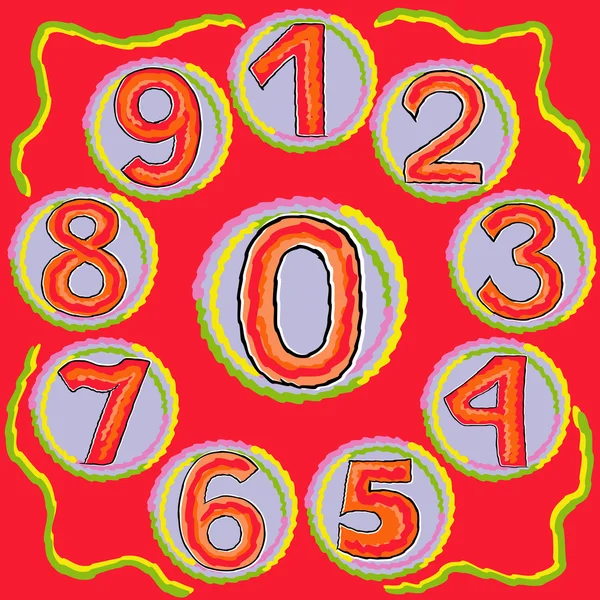 Numbers from zero to nine on a circle — Stock Vector