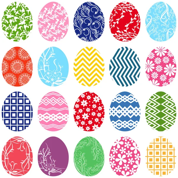 Twenty ornamental Easter eggs — Stock Vector