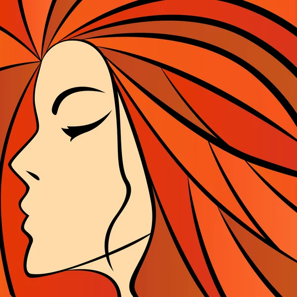 Abstract women with fiery hair — Stock Vector