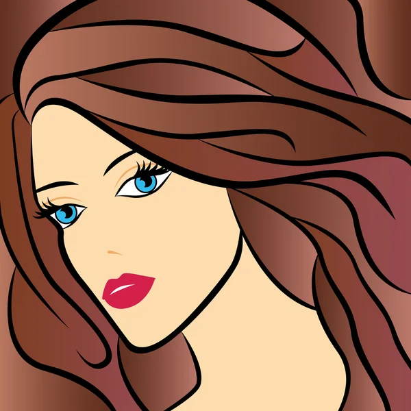 长着棕色头发的抽象女性 — 图库矢量图片