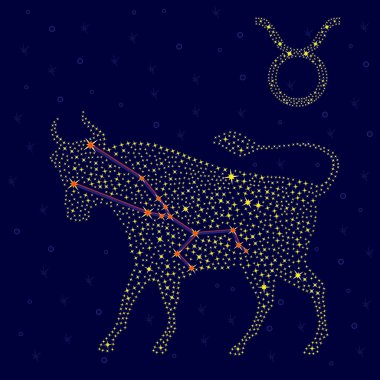Zodiac sign Taurus over starry sky clipart