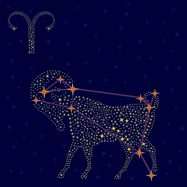 Signe du zodiaque Bélier sur ciel étoilé — Image vectorielle