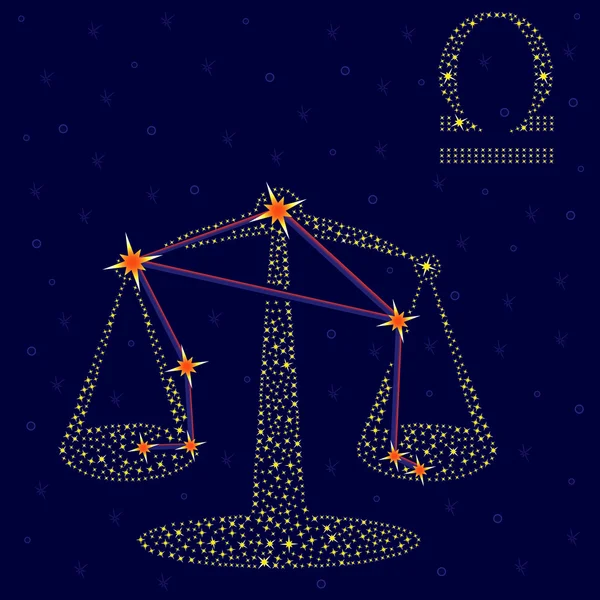 Zodiac sign Libra over starry sky — Stock Vector