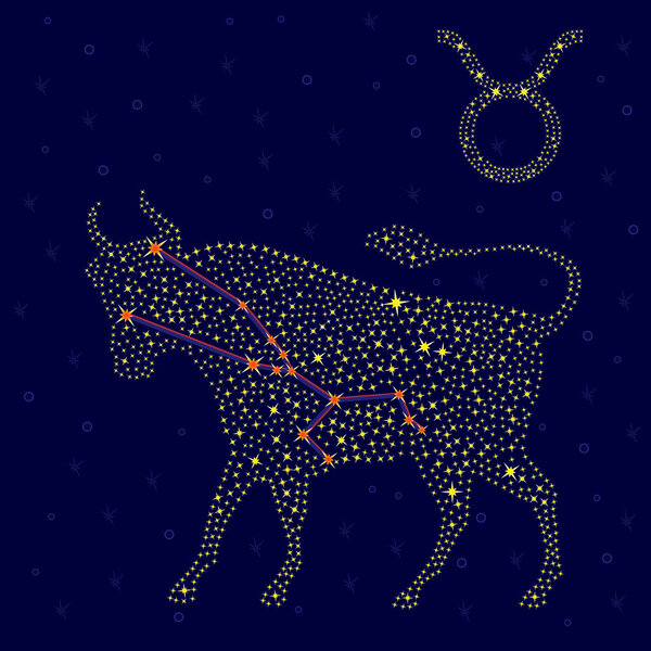 Zodiac sign Taurus over starry sky