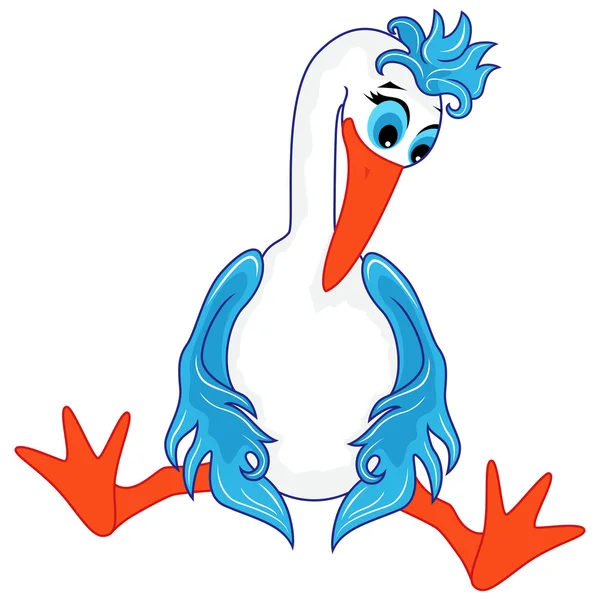 Cartoon stork sitter — Stock vektor