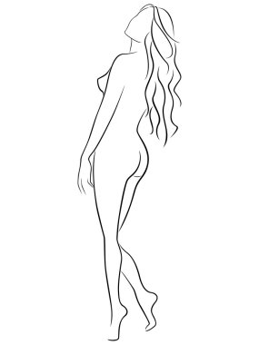 Beautiful abstract female half turn back outline