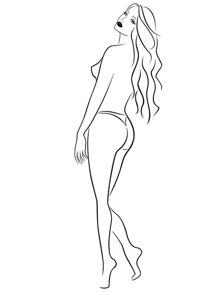 Abstract female in bikini half turn back — 스톡 벡터