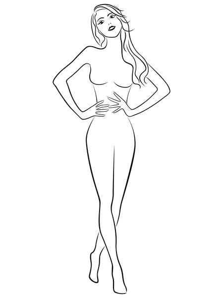 Athletic body shape female sketch hand Royalty Free Vector