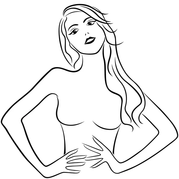 Hermosa chica cogida de la mano en la cintura — Vector de stock