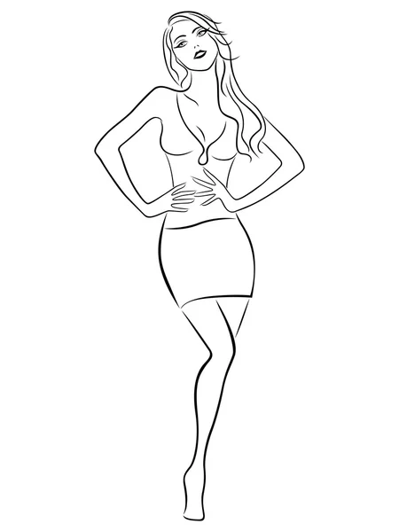 Belle fille posant dans une jupe courte — Image vectorielle