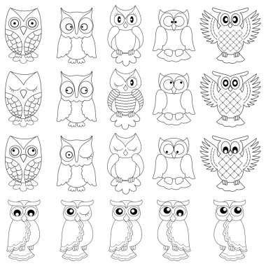 Yirmi komik baykuşlar ana hatlarıyla siyah